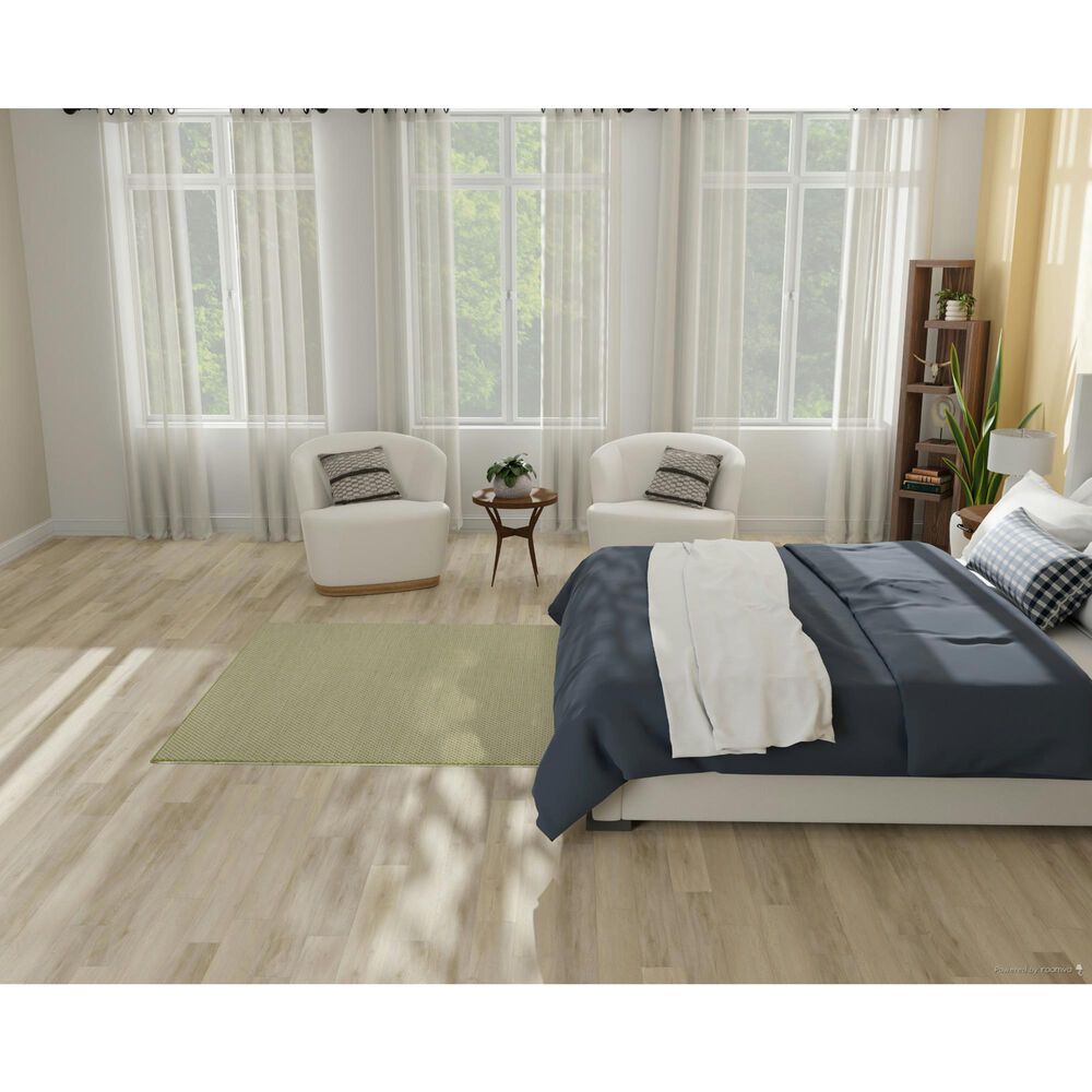 Nourison Courtyard Ivory and Green 5&#39; Square Indoor/Outdoor Area Rug, , large