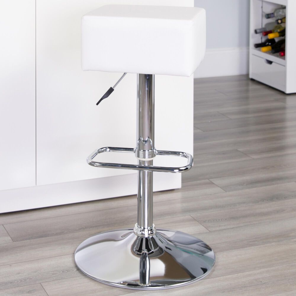 Flash Furniture Adjustable Barstool in White, , large
