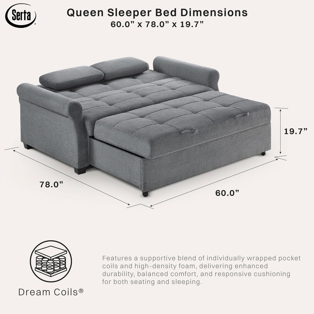 Lifestyle Solutions Hampton Queen Convertible Sofa in Grey, , large