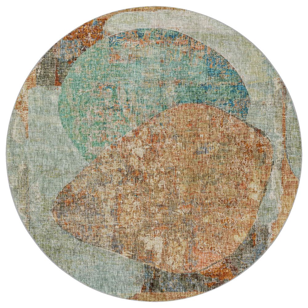 37B Boca BO11 Teal 8" Round Area Rug, , large