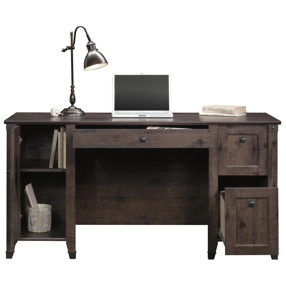 Sauder Carson Forge Computer Desk in Coffee Oak, , large