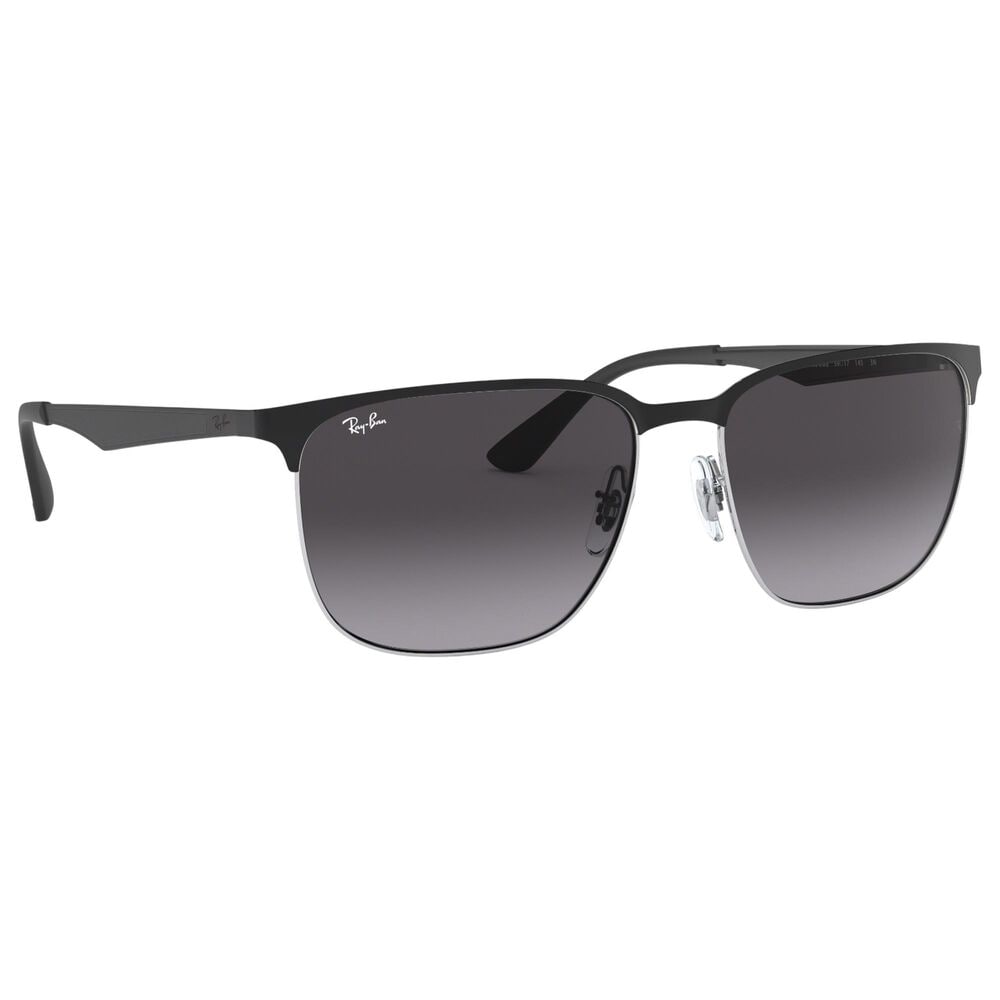 Rayban Glasses Sunglasses with Grey Gradient Lenses in Polished Black on Silver, , large