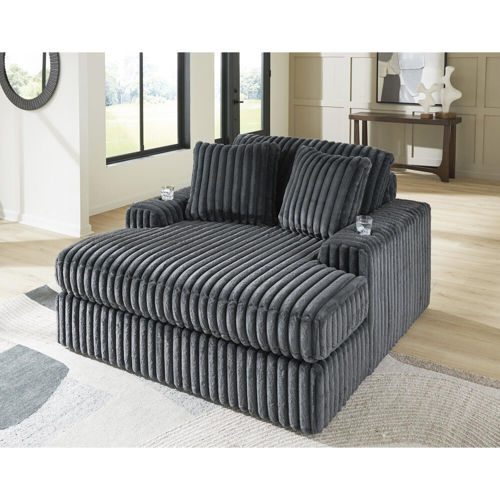 Ashley Midnight-Madness Oversized Chaise in Gunmetal, , large