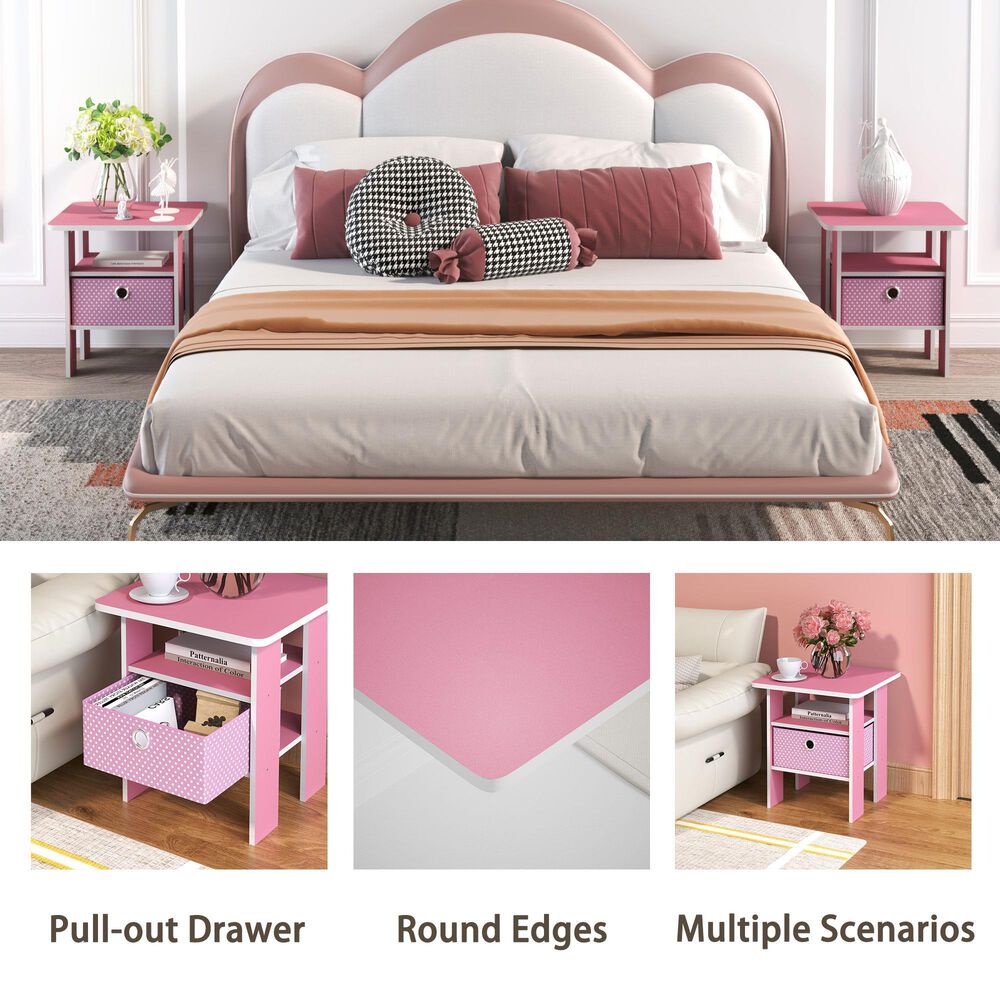 HOMLUX 1-Drawer End Table in Pink, , large