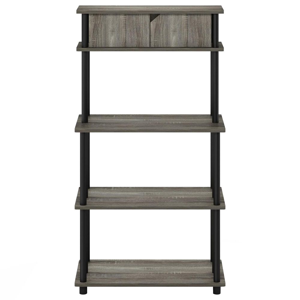 HOMLUX Turn-N-Tube 3-Tier Kitchen Storage Shelf with Top Cabinet in French Oak Grey and Black, , large