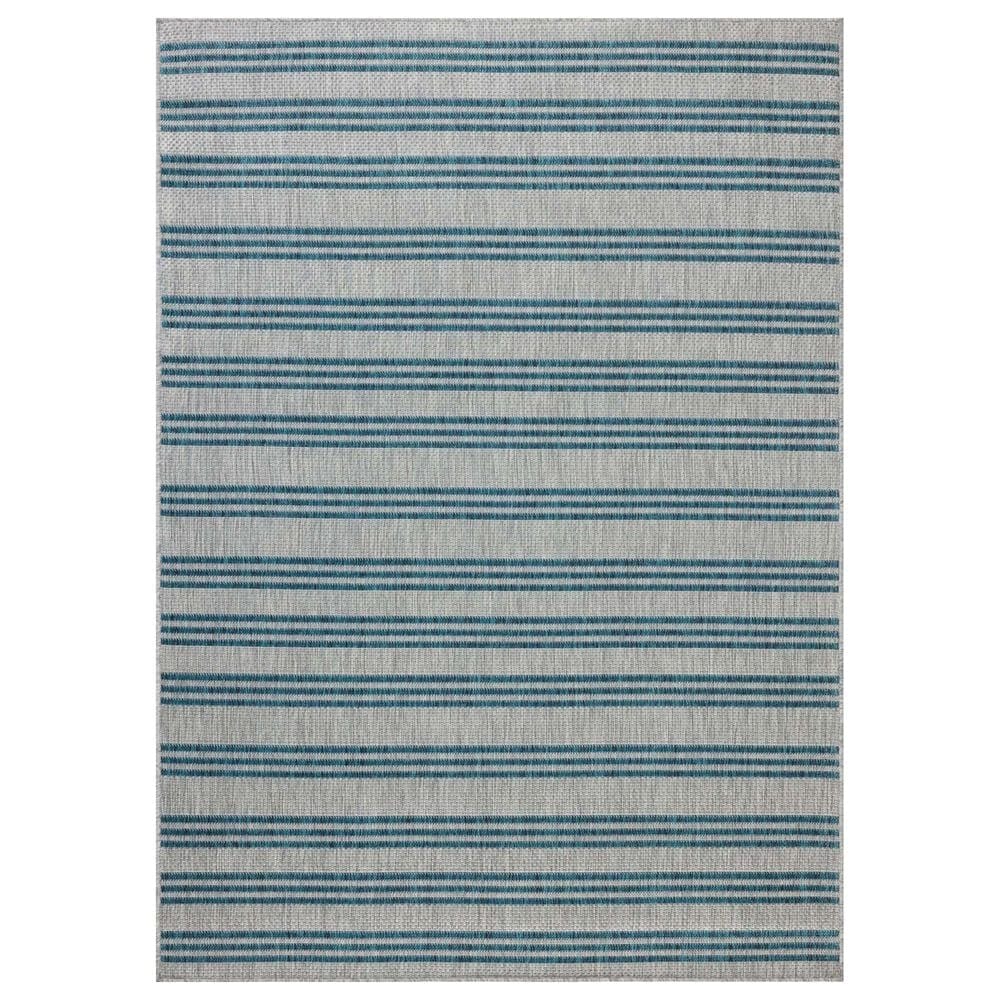 Loloi Easton Teal and Fog 2&#39;3&quot; x 3&#39;9&quot; Indoor/Outdoor Area Rug, , large