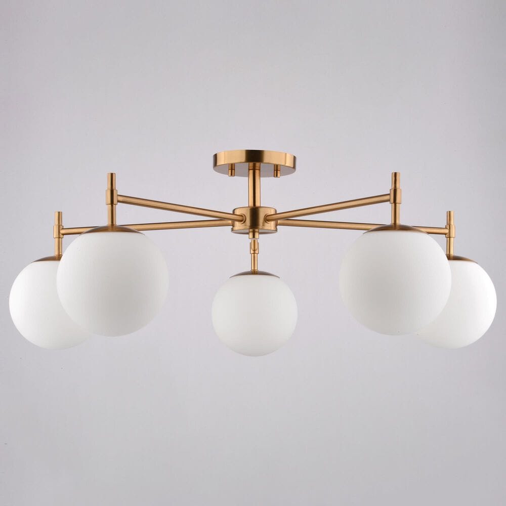 Vaxcel Armitage 5-Light Semi Flush Mount in Muted Brass, , large