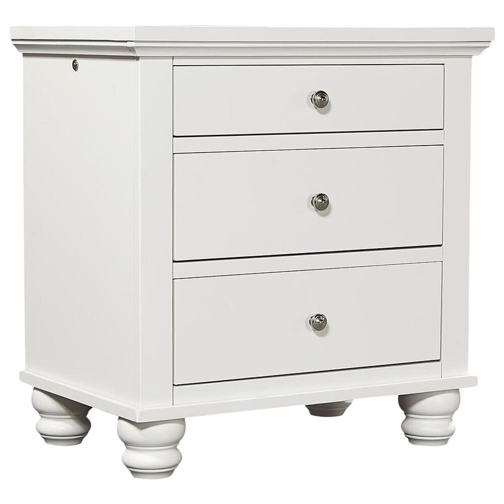 Riva Ridge Cambridge 3 Drawer Nightstand in White with AC Outlets, , large