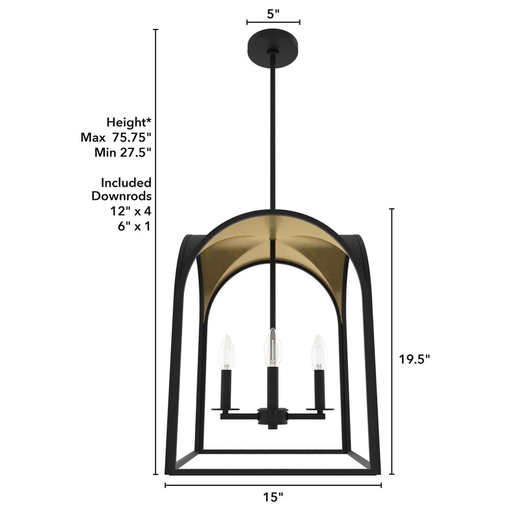 Hunter Dukestown 15" 4-Light Lantern Pendant in Natural Iron and Gold Leaf, , large