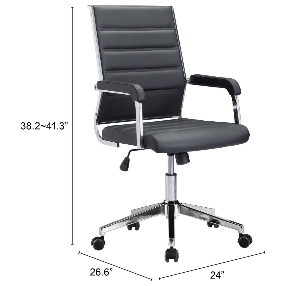Zuo Modern Liderato Office Chair in Black and Silver, , large