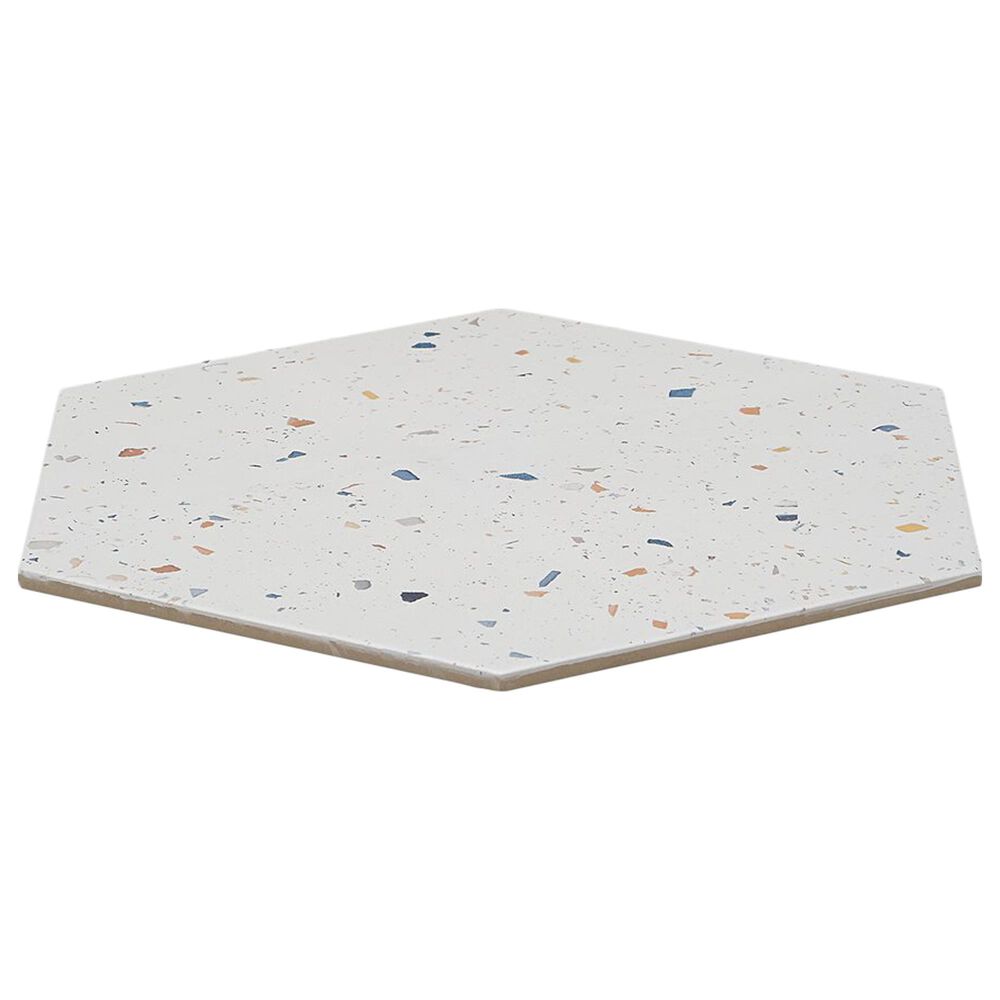 Soho Studio Wild Terrazzo Multi White 13&quot; x 14&quot; Hexagon Porcelain Tile, , large