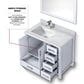 Lexora Home Jacques 36" Left Offset Single Bathroom Vanity in White with 2 cm White Carrara Marble Top and Rectangular Sink, , large