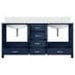 Lexora Home Jacques 72" Double Bathroom Vanity in Navy Blue with 2 cm White Quartz Top and Rectangular Sinks, , large