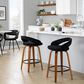 LumiSource Grotto Swivel Counter Stool with Black Velvet Upholstery in Walnut Wood and Black (Set of 2), , large