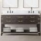 Lexora Home Norwalk 60" Double Bathroom Vanity in Brown Oak with White Carrara Marble Top and Rectangular Sinks, , large