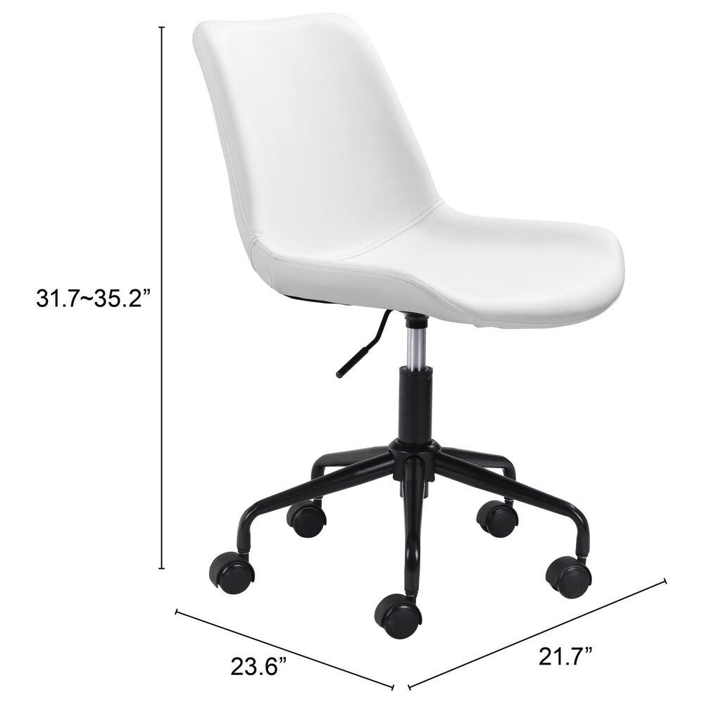 Zuo Modern Byron Office Chair in White and Black, , large