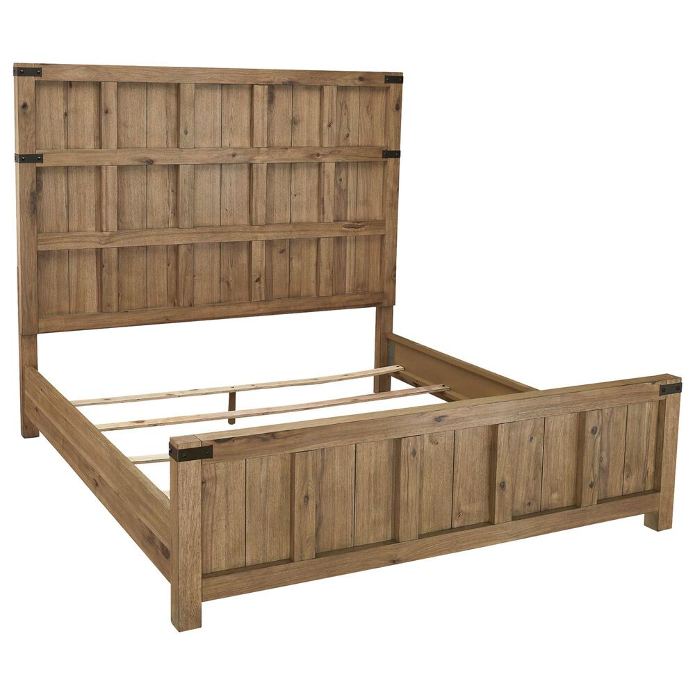 Millenium Ridgester King Panel Bed with Two Nightstands in Light Brown with USB Ports, , large