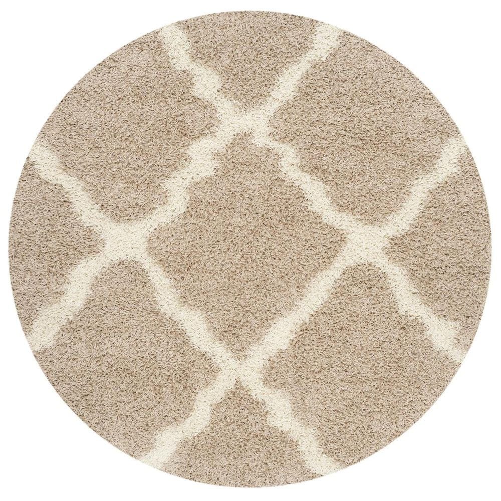 Safavieh Dallas Shag SGD257D-6R 6" x 6" Beige/Ivory Round Rug, , large