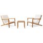 Hearth and Haven Leah 3-Piece Patio Chat Set with Cream Cushion in Teak, , large