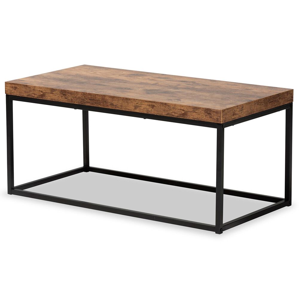 Baxton Studio Bardot Coffee Table in Walnut Brown and Black, , large