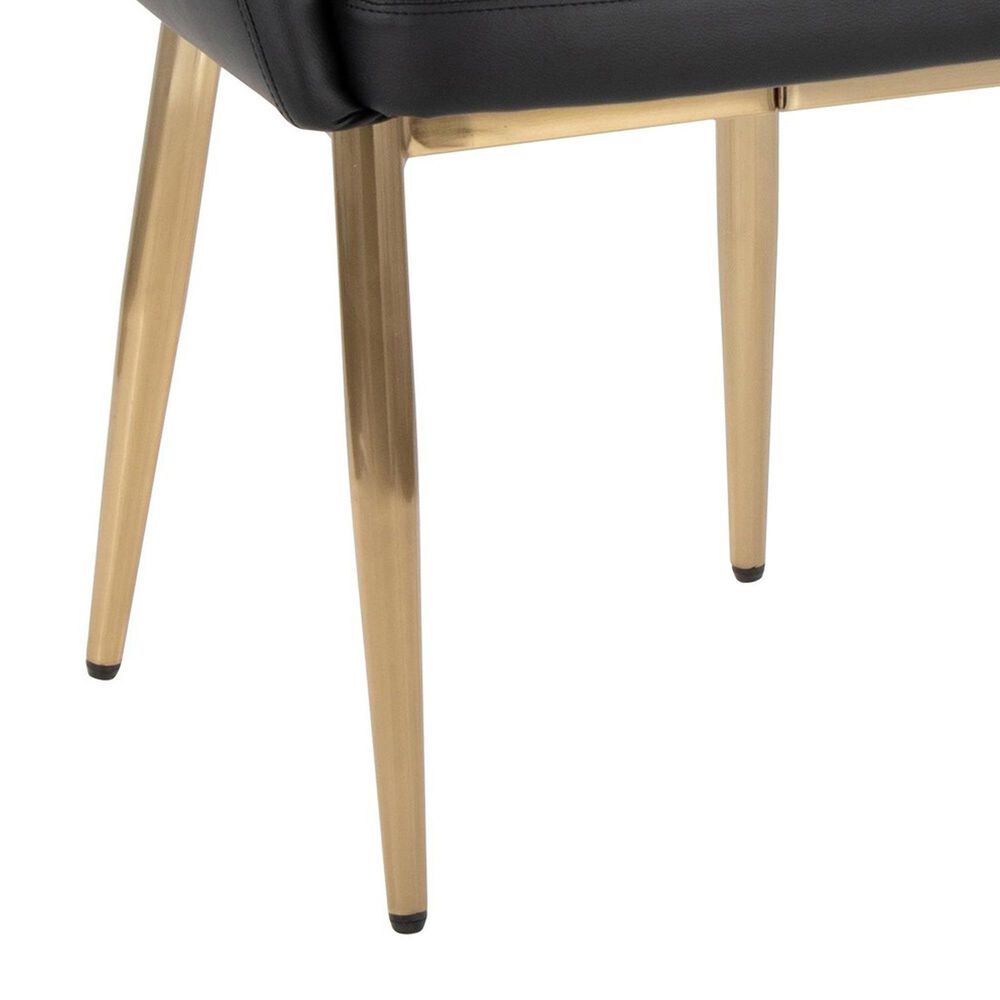 LumiSource Renee Arm Chair with Black Faux Leather Cushion in Gold (Set of 2), , large