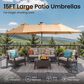 HOMLUX 15" Outdoor Market Umbrella with RGB Lights and Sandbags Base in Beige, , large