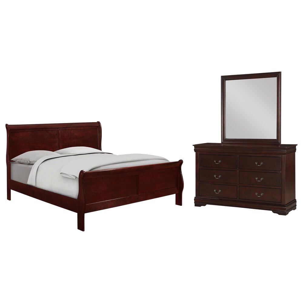 Crown Mark Louis Philip 3-Piece King Bedroom Set in Cherry, , large
