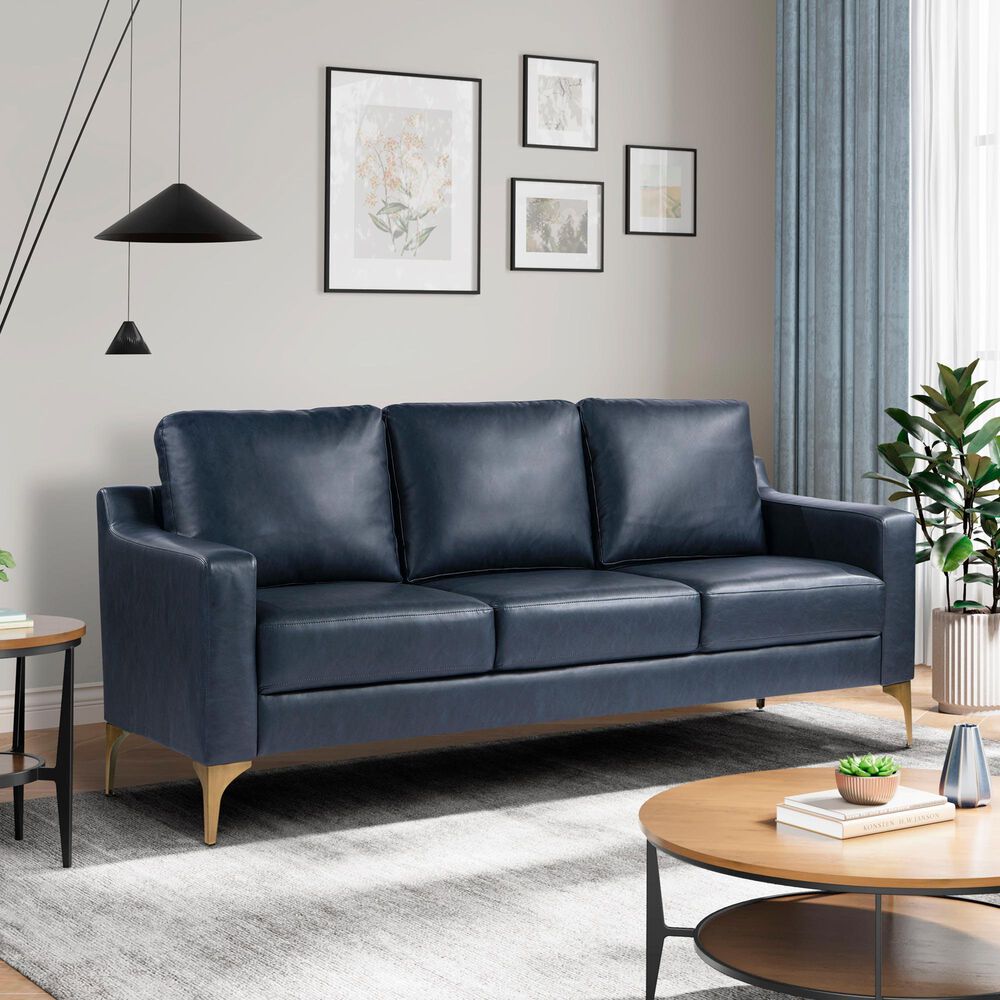 Lifestyle Solutions Fletcher Stationary Sofa in Navy Blue, , large