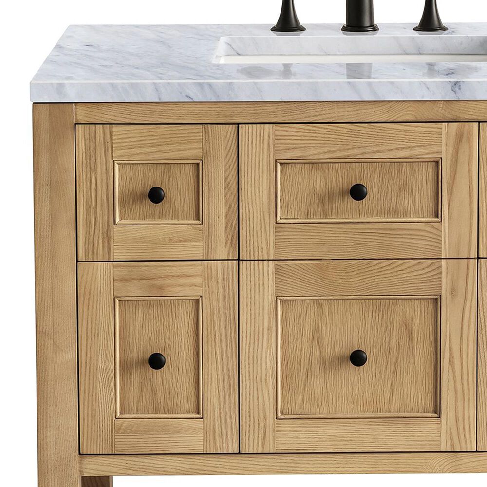 James Martin Vanities Breckenridge 36&quot; Single Bathroom Vanity in Light Natural Oak with 3 cm Carrara White Marble Top and Rectangular Sink, , large