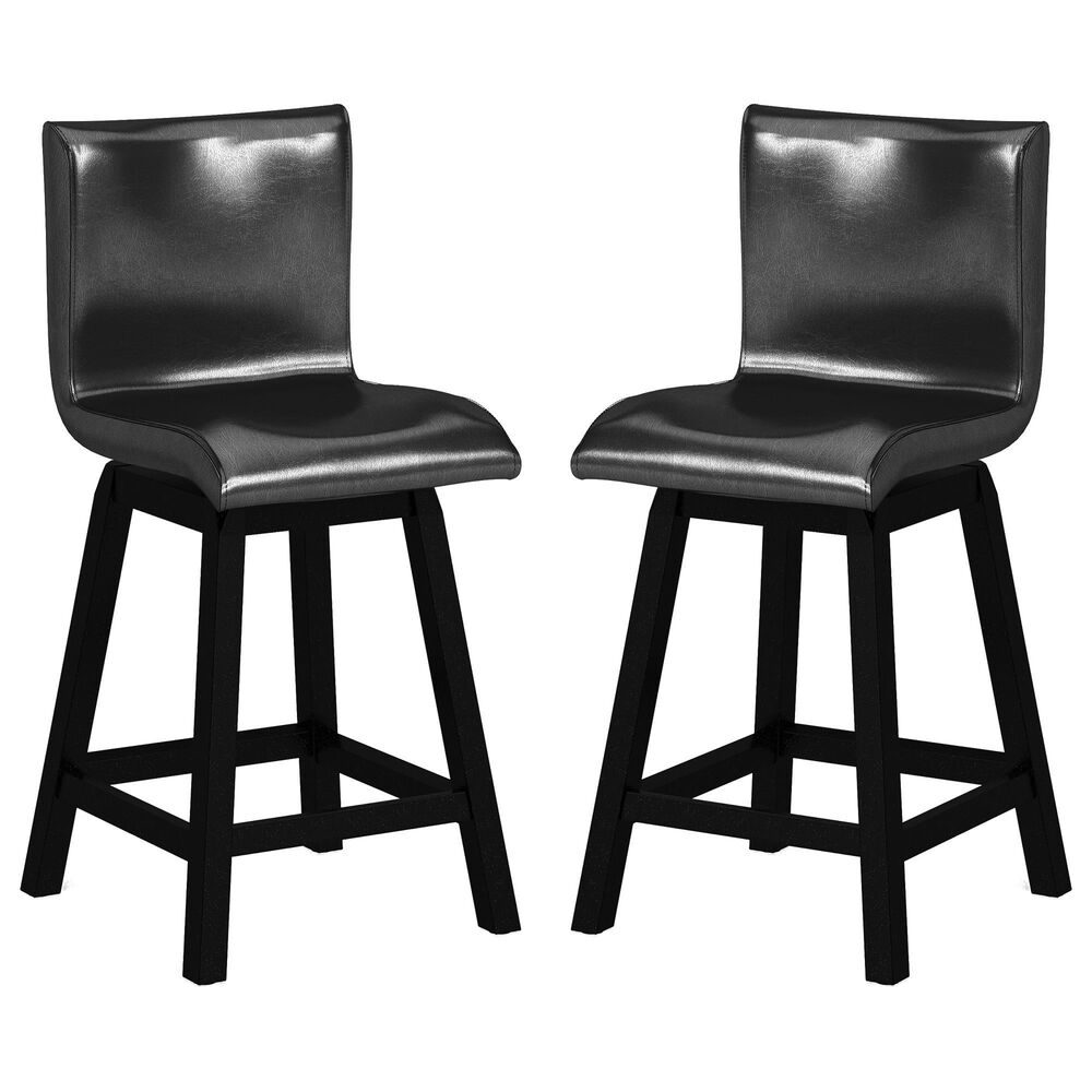 Furniture of America Riddle Swivel Counter Stool in Black (Set of 2), , large