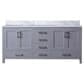Lexora Home Jacques 72" Double Bathroom Vanity in Dark Grey with 2 cm White Carrara Marble Top and Rectangular Sinks, , large