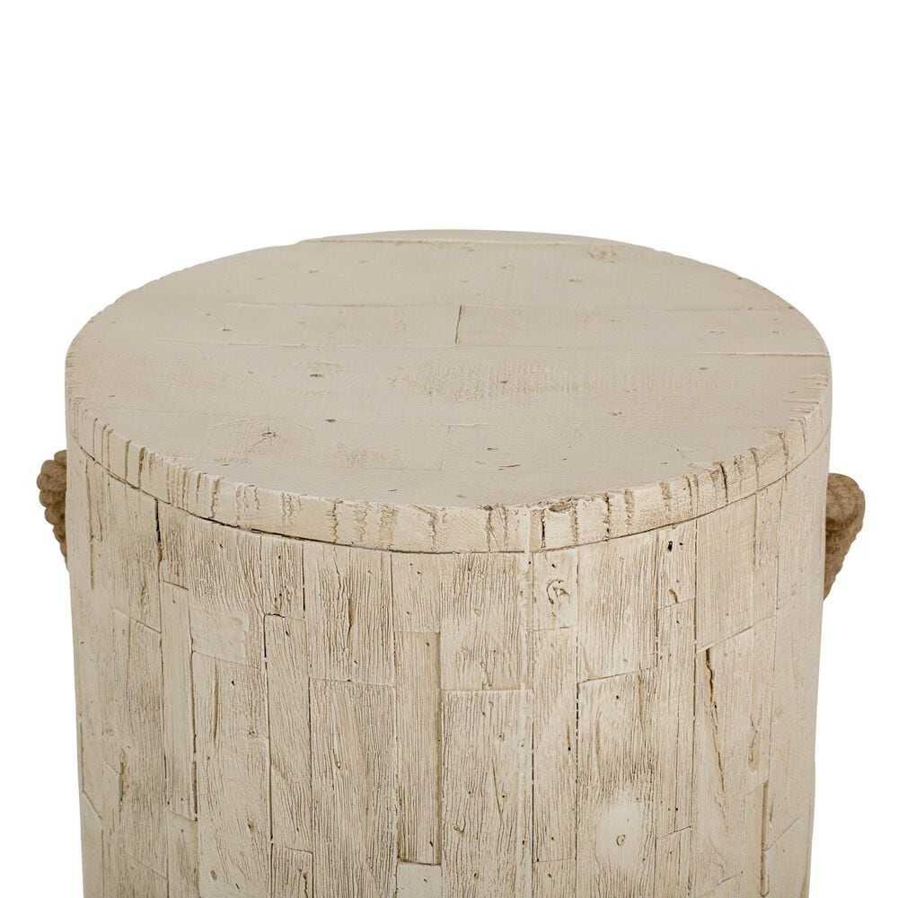 Hearth and Haven Outdoor Side Table with Braided Cord Design in Wood Brown, , large