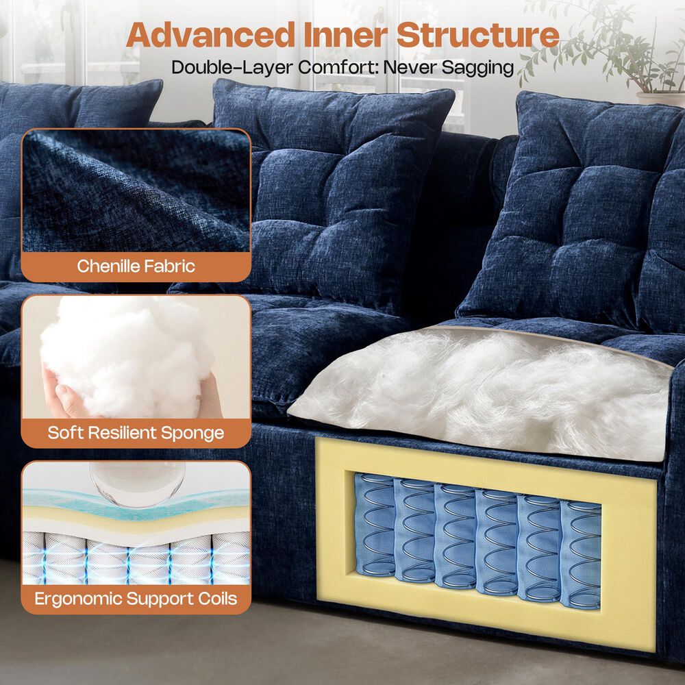 HOMLUX 2-Piece Left Facing Sectional with Chaise in Blue, , large
