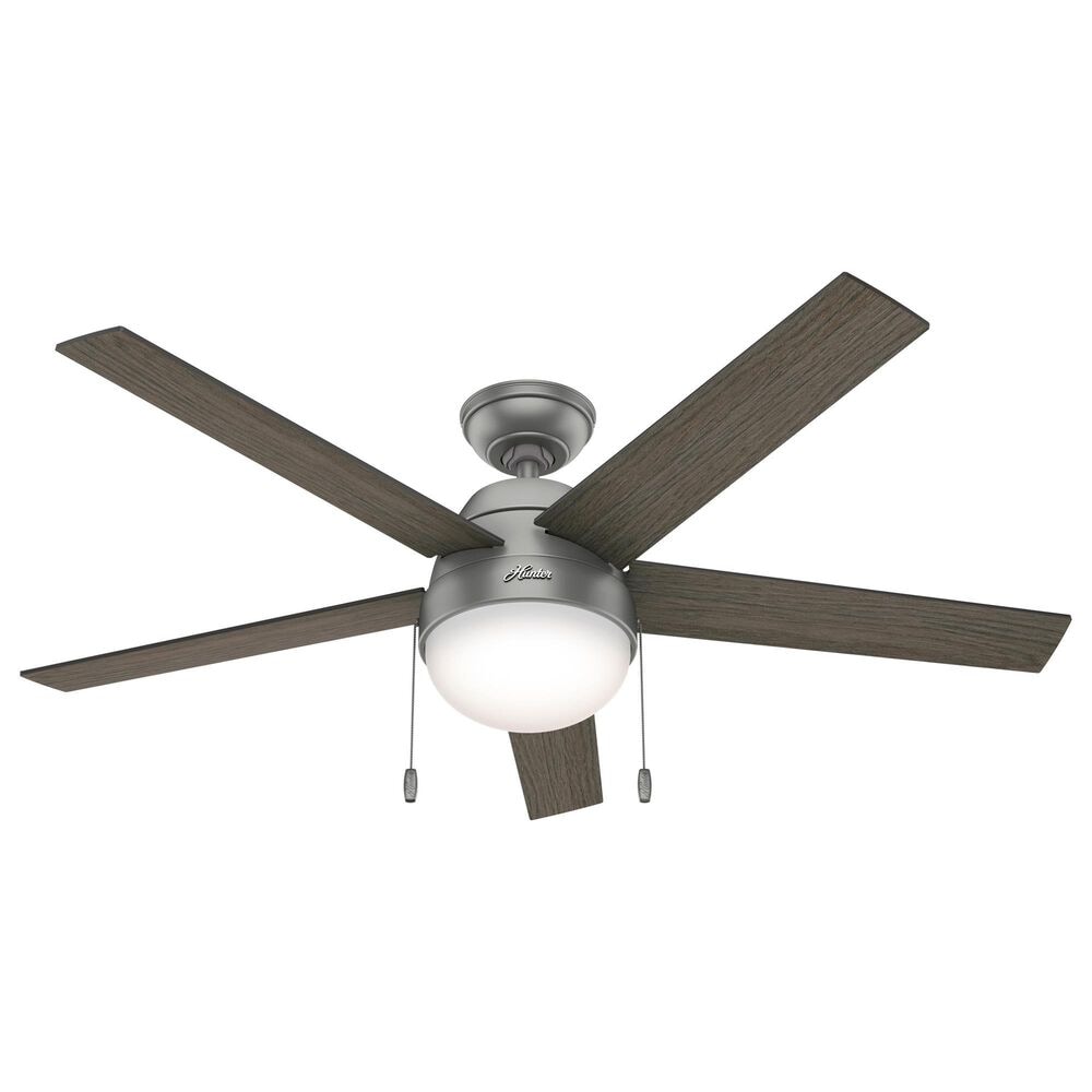Hunter Anslee 52&quot; Ceiling Fan with LED Lights in Matte Silver, , large