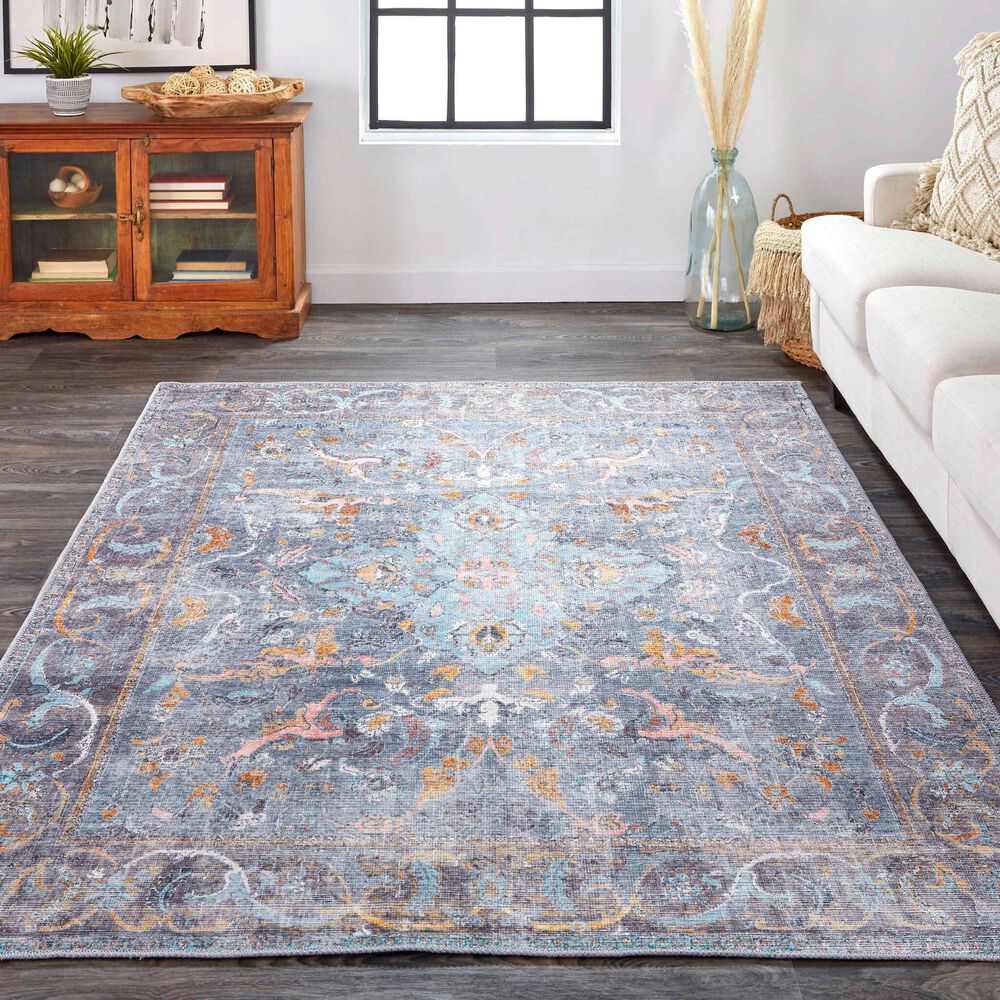 Feizy Percy 4&#39; x 6&#39; Blue and Multicolor Area Rug, , large