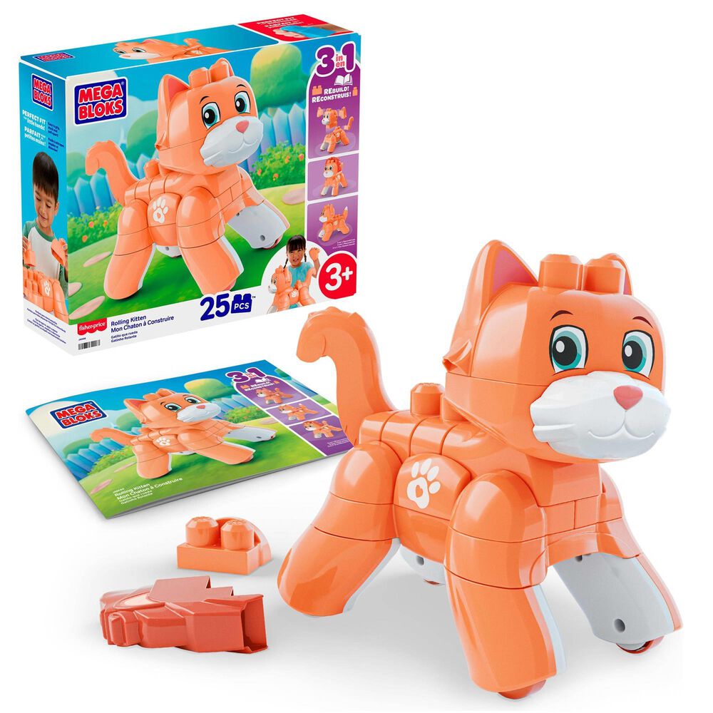Mega Bloks Rolling Kitten Building Set with Rolling Wheels for Kids, , large