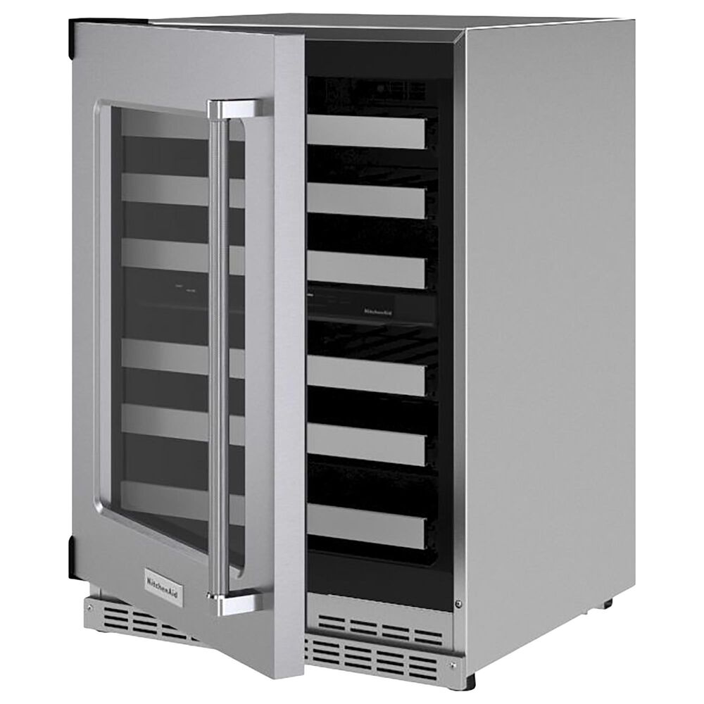 KitchenAid 24&quot; Undercounter Wine Cellar with Left Hinge, Metal-Front Racks in Stainless Steel, , large