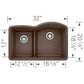 Blanco Diamond 32" 1-3/4 Reverse Double Bowl Kitchen Sink with Low Divide in Cafe, , large