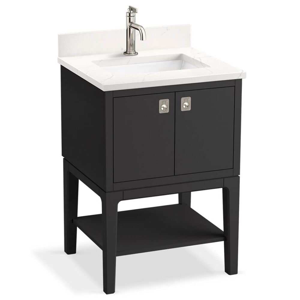 Kohler Seagrove 24" Single Bathroom Vanity in Ferrous Grey with 3 cm White Quartz Top and Rectangular Sink, , large