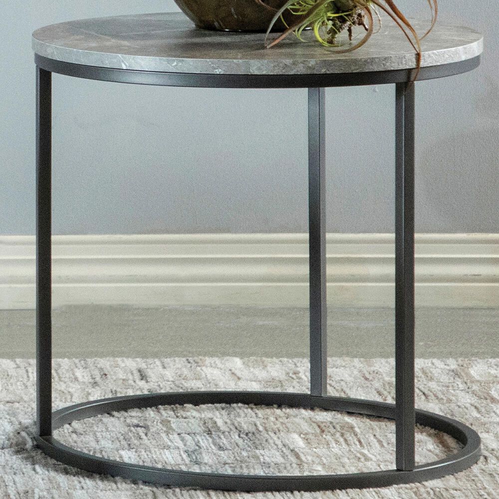 Pacific Landing Round End Table in Grey and Gunmetal, , large