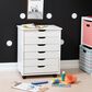 Linon Home Decor Cary 6-Drawer Wide Rolling Cart in White Wash, , large