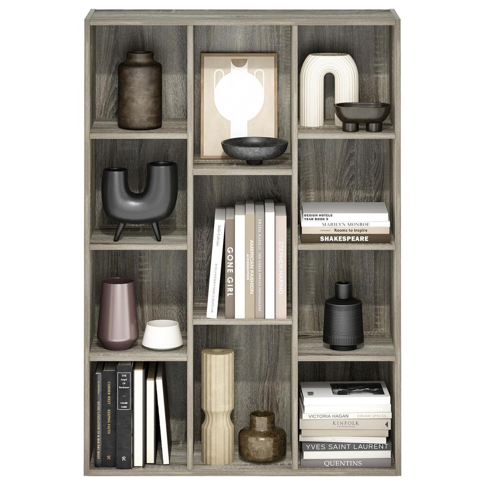 HOMLUX 11-Cube Reversible Open Shelf Bookshelf in French Oak, , large