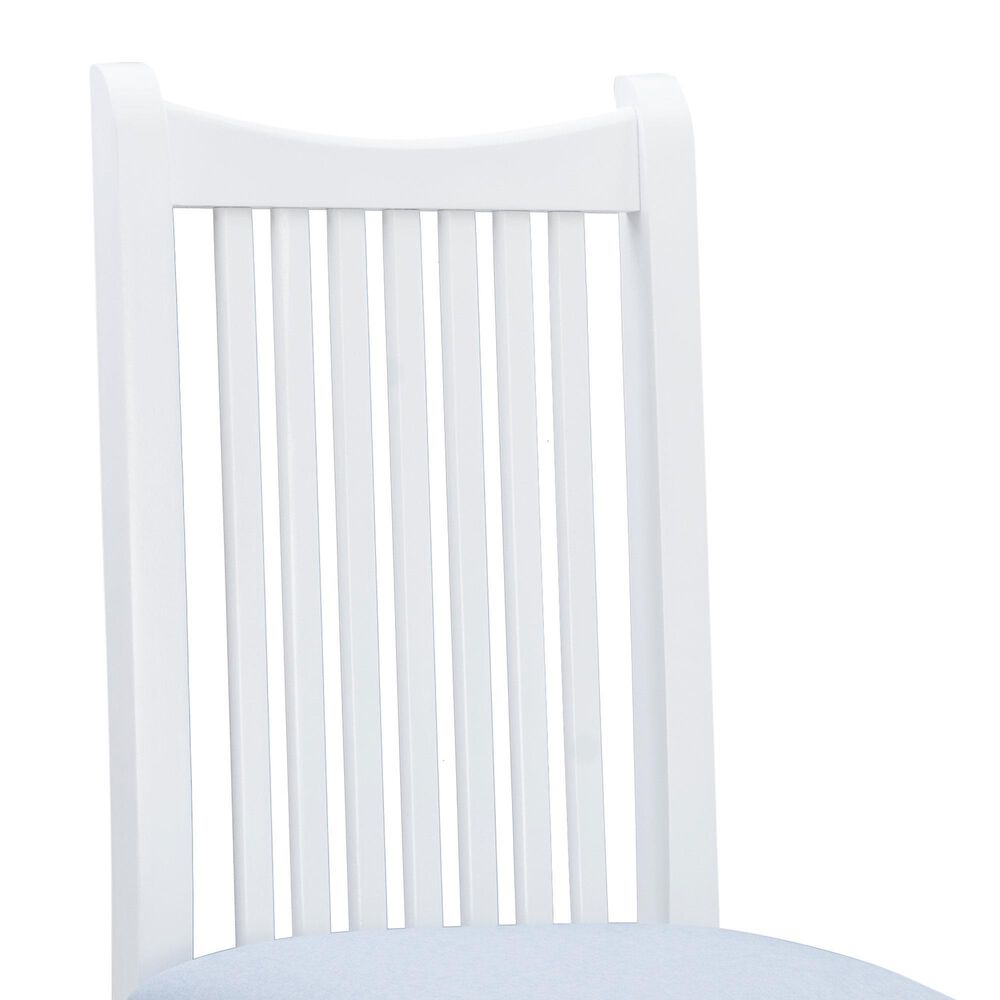 Linon Home Decor Bonnie Side Chair with Light Blue Faux Leather Cushion in White (Set of 2), , large