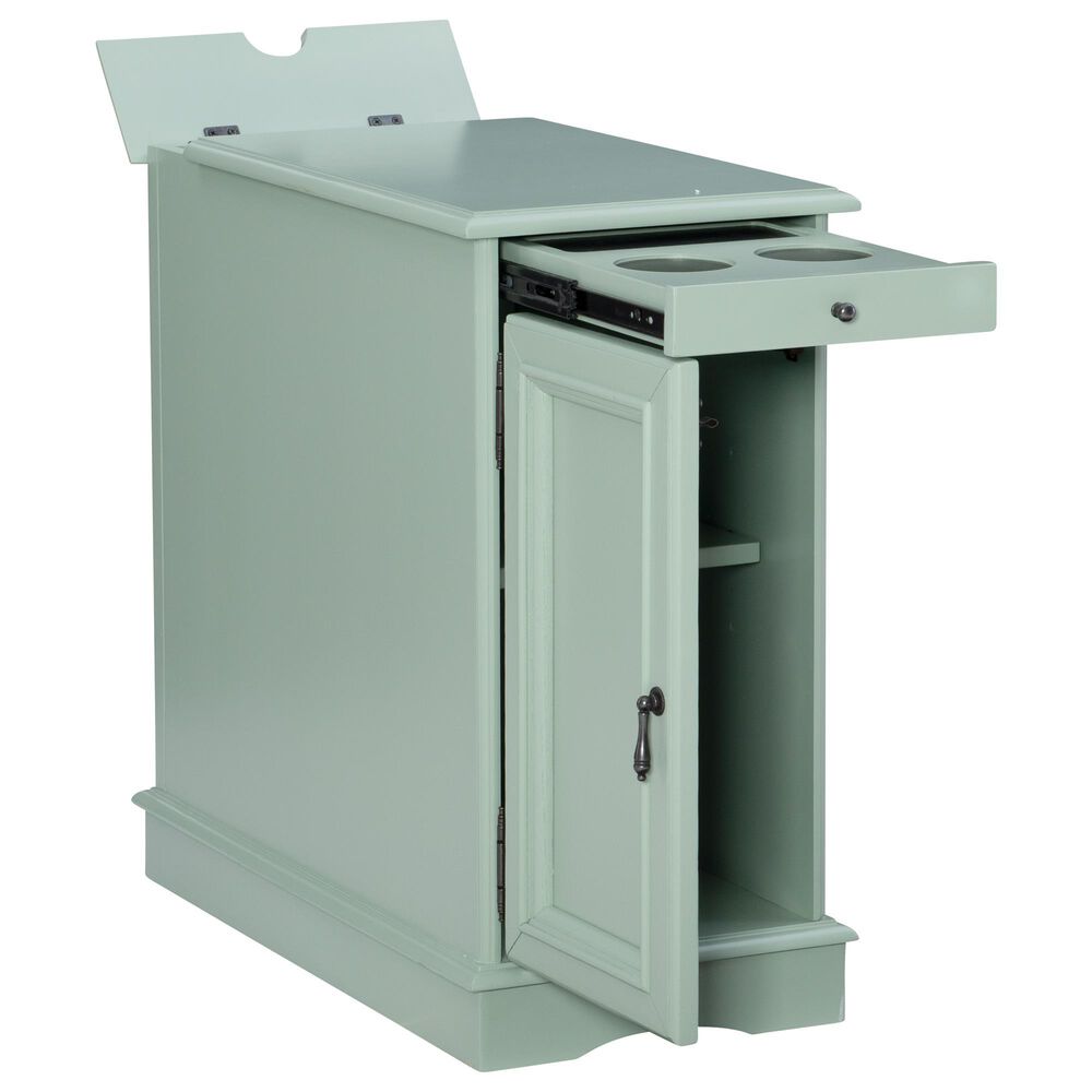 Linon Home Decor Barron Accent Table with USB Charging Station in Aqua, , large