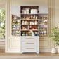 HOMLUX HOMLUX 78.2" Tall Farmhouse Kitchen Pantry Cabinet with 8 Door Shelves, Storage Cabinet with 3 Adjustable Shelves, 3 Large Drawers, Versatile Cupboard for Kitchen, Dining & Bathroom, Retro White, , large