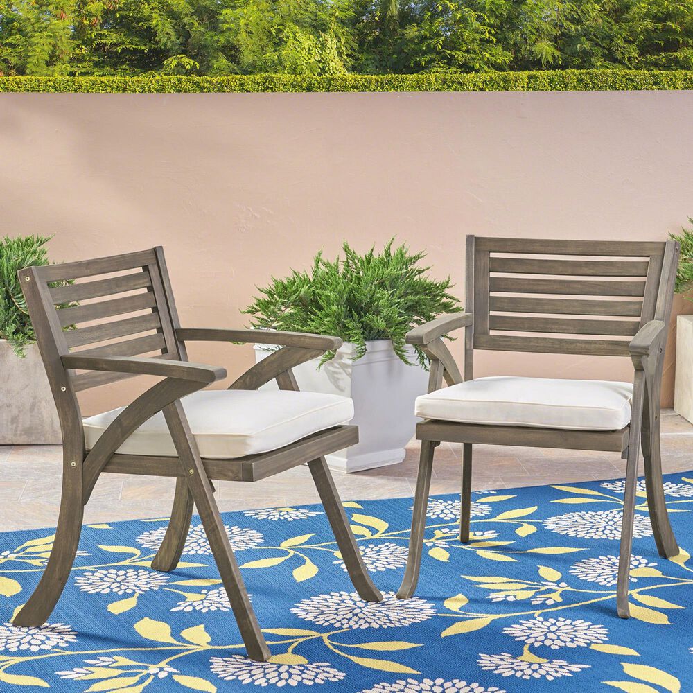 Hearth and Haven Helen Outdoor Dining Chair in Cream (Set of 2), , large