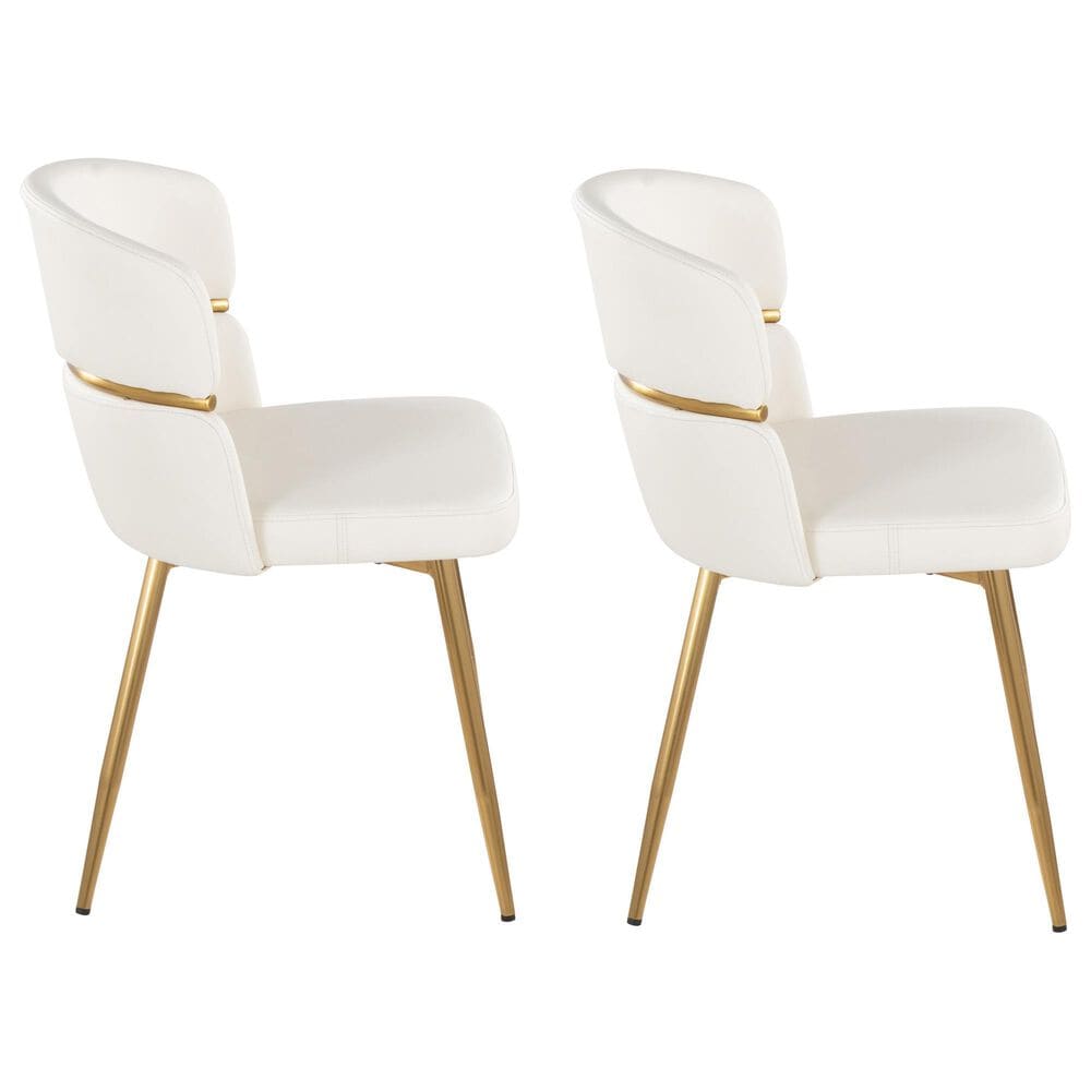 LumiSource Cinch Side Chair with White Faux Leather Cushion in Gold (Set of 2), , large