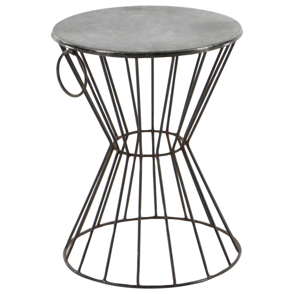 Uma Enterprises Drum Accent Table in Black and Gray, , large