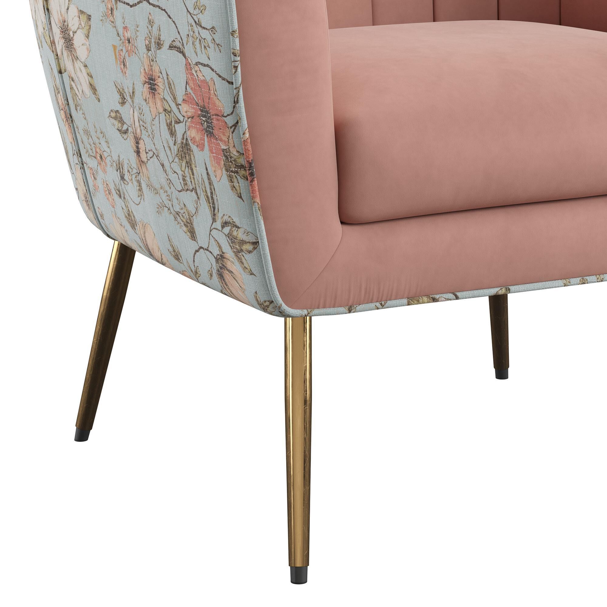 Golden Wave Furniture Ophelia Floral Print Accent Chair in Pink NFM