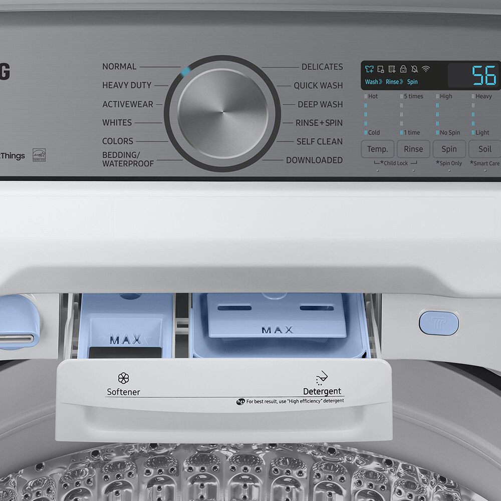 Samsung 5.1 Cu. Ft. Large Capacity Smart Top Load Washer with ActiveWave Agitator and Super Speed Wash in White, , large